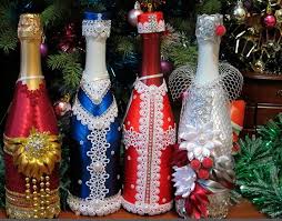 мастер класс по украшению бутылки шампанского на новый год Kak Sdelat Ded Moroza I Snegurochku Iz Shampanskogo Ukrasit Butylki Svadebnye Podelki Butylki Shampanskogo