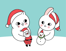 Cute christmas pictures are something that can make your big day delightful. Cartoon Cute Christmas Cat And Rabbit Playing Download Free Vectors Clipart Graphics Vector Art