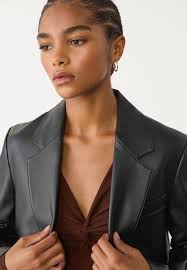 Blazer Giacche Ecopelle Corte Solada Giacca Blazer In Ecopelle Giacche  Ecopelle Donna Nero