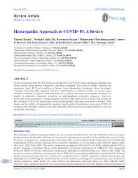 Pdf Homeopathic Approach To Covid 19 A Review