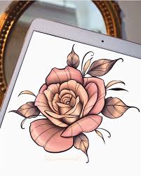 Neotraditionnelle Or Rose Rose Tattoo Design Ideas Traditional Rose Tattoos Traditional Tattoo Flowers Flower Tattoo Drawings