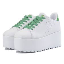 WOMEN'S LALA GREEN PLATFORM SNEAKERS LALA WHITE GREEN
