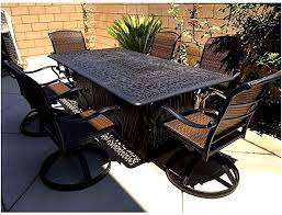 Amazon Com Sunvuepatio Patio Swivel Dining Set 7 Piece Santa Clara Chairs Cast Alumin Aluminum Patio Furniture Cast Aluminum Patio Furniture Outdoor Furniture