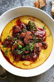 Creamy Vegan Polenta With Mushrooms And Kale Recipe Recipe In 2021 Stuffed Mushrooms Kale Recipes Recipes
