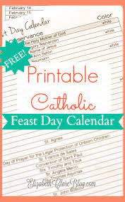 Free printable blank calendar in pdf, word & excel. Free Printable Feast Day Calendar Elizabeth Clare