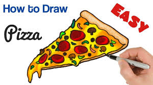 How To Draw A Pizza Slice Easy Coloring For Kids Pizza Drawing Food Drawing Easy Drawings