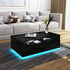There should be enough room between the couch and coffee table to walk and to sit without. High Gloss Led Light Sofa Side End Table Bedside Cabinet Table Small Drawer Des Black Furniture Living Room Living Room Side Table Glass Side Table Living Room