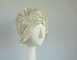 Vintage Bathing Cap 60s Cream White Fringe Pool Party Swimming Cap 1960s Novelty Swim Cap Swim Caps Bathing Cap White Fringe