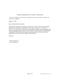 Example letter for permission to conduct research. School Permission To Conduct Research Research Is Conducted Gt