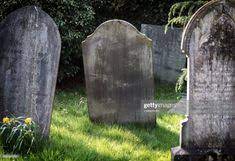 Eerie Tombstone Old And Forgotten Text Ready Gravestone Graveyard Stock Photos