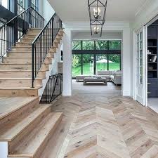 Herringbone Floors Pine Tone Floors Stairs Black Cable Railing Contemporary Decor Living Room House Design Living Design