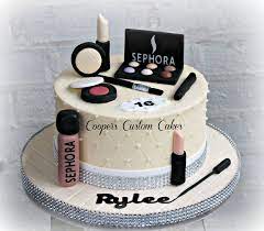 How to make makeup cake. Makeup Cake Buttercream Cake With Fondant Details Make Up Cake 14th Birthday Cakes Fondant Cake Designs