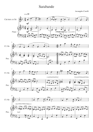 Sarabande Arcangello Corelli Duet Clarinet Piano Sheet Music For Piano Clarinet In B Flat Solo Musescore Com