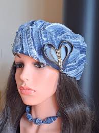 Petit chapeau en denim avec patchwork et fermeture à glissière Cœur/Cadeau  parfait/Voir plus de chapeaux dans ma boutique