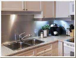 Recaptured Charm Backsplash With The Look Of Stainless Steel Stainless Backsplash Metal Backsplash Kitchen Trendy Kitchen Backsplash