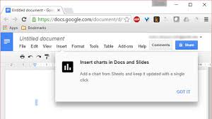 now insert and link spreadsheet charts into google docs and