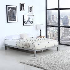 Classic metal platform bed frame with steel slat support, queen. Modern 8 Low Metal Platform Bed Frame Mattress Foundation Twin Silver Walmart Com Walmart Com