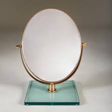 Gold aged effect square mirror with monkey 18cm free standing for dressing table. Italian 1950s Brass Dressing Table Vanity Mirror On Valerie Wade