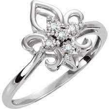 Diamond Fleur De Lis Sterling Silver Ring By Righteousrecycling Diamond Wedding Rings Jewelry Jewelry Rings Diamond