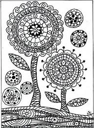 Zentangled Flowers Trees Gardens Ornamentos Florais Ilustracoes Livros De Colorir Para Adultos