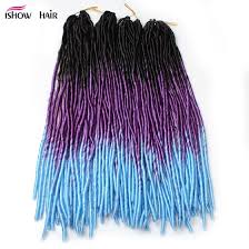 It is sold in a loose bundle that's folded over in the center, and is not wefted. Shop Ishow Synthetic Braiding Hair 20 Black Purple Blue Three Two Colors Soft Dread Lock Crochet Braid Hair Extensions Online From Best Hair Braids On Jd Com Global Site Joybuy Com