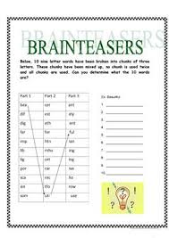   caregivers, medical professionals, survivors to offer support and information to stroke/brain injury survivors, caregivers and their family and friends. English Esl Brainteaser Worksheets Most Downloaded 10 Results