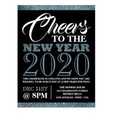 Blue Glitter Stripes New Year Invitation Postcard Zazzle Com Happy New Year Design Blue Glitter Postcard