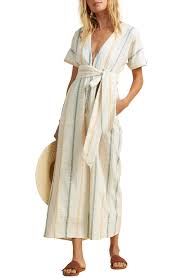 This woven allover printed jumpsuit from billabong is designed with adjustable straps and side slits at the hem. Women S Billabong X The Salty Blonde Dream Weaver Stripe Wide Leg Jumpsuit Editorialist
