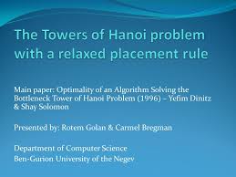 The tower of hanoi is one of the most famous puzzle games in the world and this game is widely played in nurseries and elementary schools all over the the major rule is that the player can move only a single disc at one time. Problem Definition The Tower Of Hanoi Is A Mathematical Game Or Puzzle It Consists Of Three Rods And A Number Of Disks Of Different Sizes Which Can Ppt Download