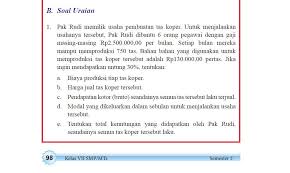 Jawaban Soal Uraian Matematika Kelas 7 Halaman 98 Paket Semester 2 Brainly Co Id