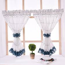 Measuring curtains is the first step for many home decorating projects. White Half Curtain Fashion Grid Sheer Kitchen Window Drape Dust Proof White Tulle Balcony Cafe Curtain For Small Windows Shopee Malaysia