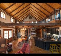Log Cabin Inspired Open Concept Pole Barn Living Quarters Barn With Living Quarters Pole Barn House Plans