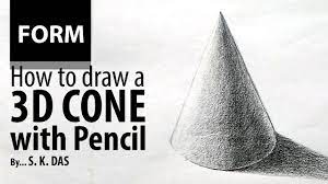 How To Draw A 3D Cone With Pencil Shading | Drawing And Shading Cone  Tutorial - Youtube