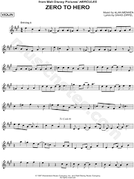 Arabian nights piano sheet music. Zero To Hero From Walt Disney S Hercules Sheet Music Violin Solo In A Major Download Print Sku Mn0132929