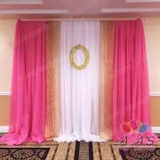 Backdrop Black And Rose Gold Party Theme Pink And Gold Party Focal Point Pink Gold And White Fabric Backdrop Draping Ideas For P Pink And Gold Birthday Party Pink Baby Shower Pink And Gold Curtains
