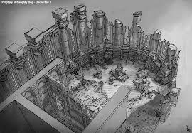 This Uncharted Environment Is A Great Example Of Lineart Over Simple Grey Forms The Area Is Clearly Suited Environment Concept Art Landscape Concept Uncharted