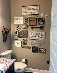 My First Pinterest Post Powder Room Project With Some Of My Favorite Phrases 3 Diy Bathroom Decor Bathroom Gallery Wall Restroom Decor