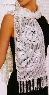 Get warm and cozy with the snow white scarf. Em Croche File Crochet Flower Scarf Crochet Scarf Diagram Filet Crochet Charts