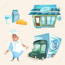 milk shop dairy products milkman delivery truck vector set royalty free cliparts vectors and stock illustration image 61055064 milk shop dairy products milkman delivery truck vector set