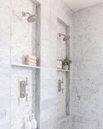 Dual Shower Heads Bathroom Remodel Master Shower Niche Bathroom Makeover