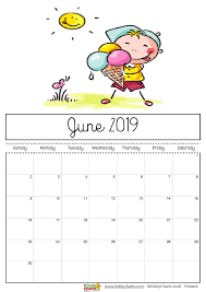 June Printable 2019 Calendar Boy Eating Ice Cream In The Sunshine Just Like We Hopefully Will Be V Kids Calendar Calendar Printables June Calendar Printable