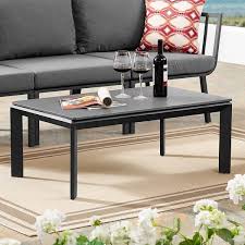 This round outdoor bar table is easily portable and perfect for your backyard patio or deck — a place for people to stand or sit around with their drinks and chat for hours. Riverside Aluminum Outdoor Patio Coffee Table Overstock 30648380