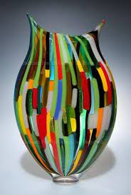 Image David Patchen Hand Blown Glass Art Mixed Cane Foglio Blown Glass Art Hand Blown Glass Art Art Glass Vase