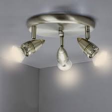 4 way led ceiling spot lights kitchen downlight spotlight lamp gu10 bulb fitting. 3 Way Round Plate Led Ceiling Spot Lights For Kitchen Living Room Bedroom Polished Chrome Rotatable