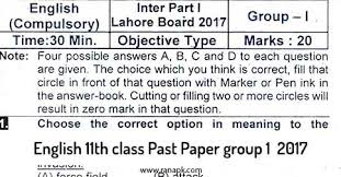 English year 1 sk 2017. English 11th Class Past Paper 2017 Group 1 Lahore Board English Inter 1 Past Paper 2017 English Inter Part 1 Past Paper 2017