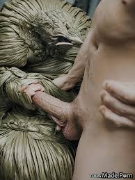 Porn image of nude big balls big cock open mouth goblin green handjob  created by AI