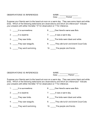 This guide is explaining the difference between observation and inference. Observations Vs Inferences