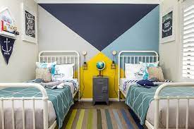 Hunting the absolute most informative plans in the internet? Blue And Yellow Work Ever So Beautifully Together In This Beach Style Kids Room Design Young Folk Meliss Boy Room Paint Yellow Kids Rooms Yellow Boys Room