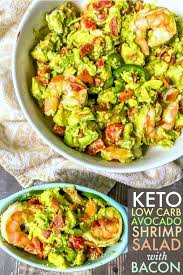 This Keto Avocado Shrimp Salad With Bacon Is So Decadent And Delicious It S Like Guacamole And Shrimp Got To Shrimp Avocado Salad Avocado Recipes Keto Avocado