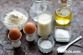 блины на кефире рецепт тонкие с дырочками с кипятком Bliny Na Kefire Ingredienty Kefir Vypechka Na Zavtrak Pitanie Recepty